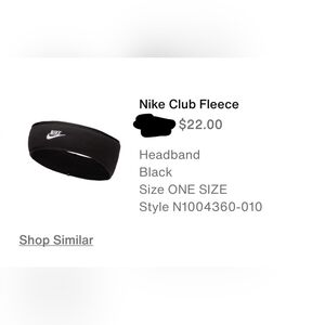 Nike Club Fleece Headband Womens OSFM Black/White Winter Fall Warm Running